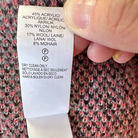 LUCKY BRAND Women MEDIUM Pink Wool Mohair Blend Brush Plaid Open Front Cardigan - Picture 14 of 14